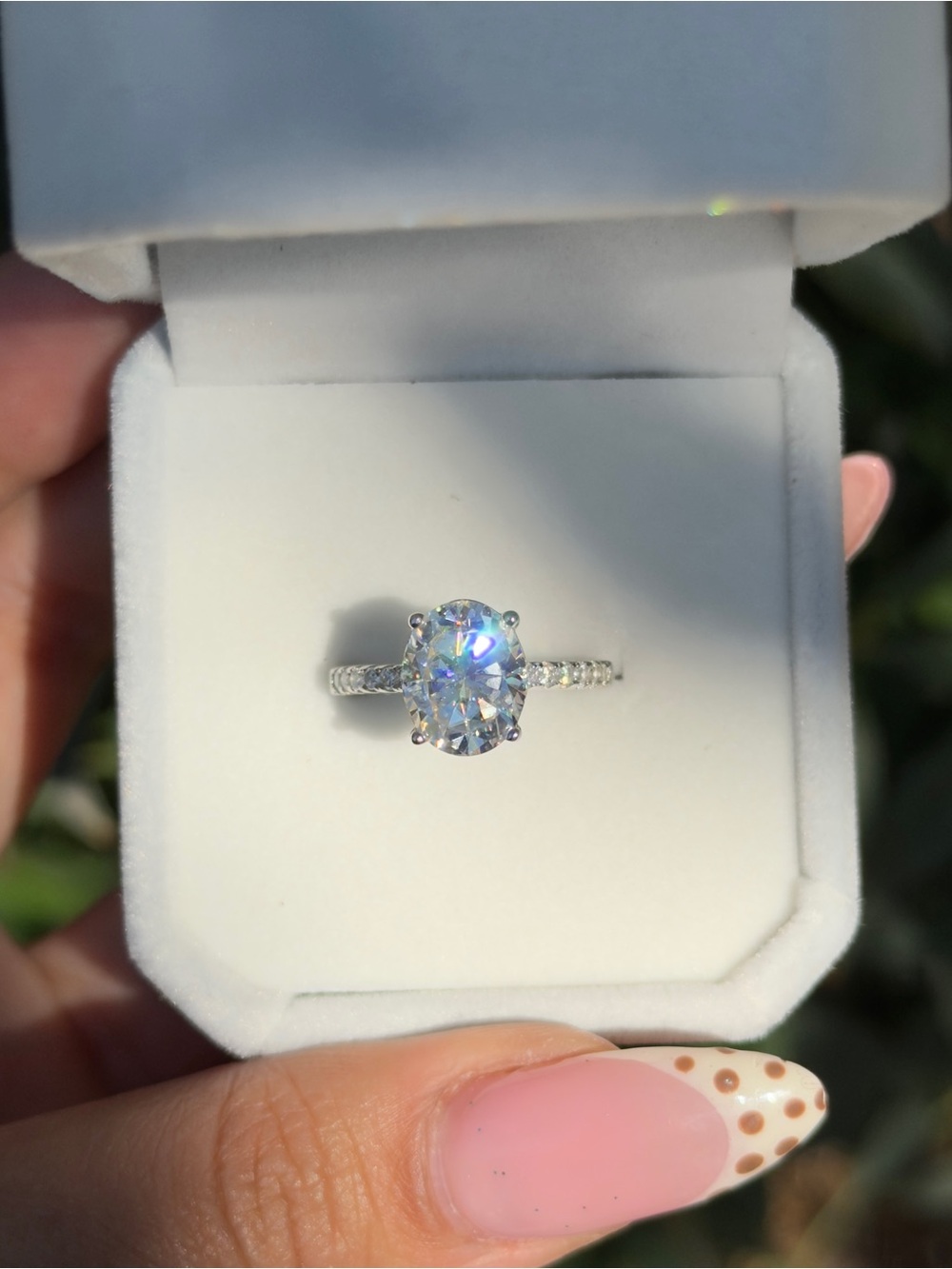 3ct oval cut moissanite VVS1 color D engagement ring